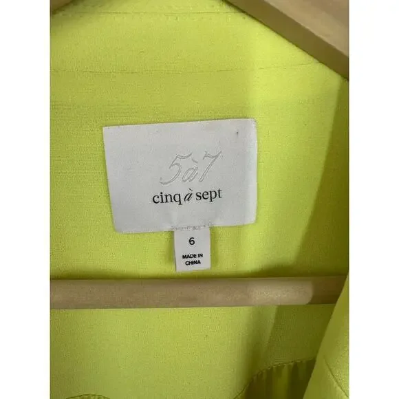 CINQ À SEPT Kourtney Ruffled Blazer Yuzu Size 6 - Picture 7 of 12